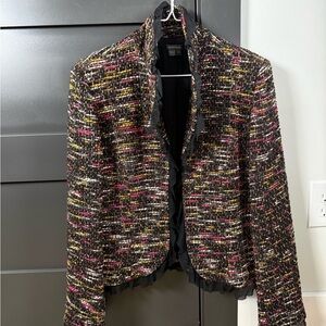 Anthracite Chic Tweed Women’s Blazer Silk Lined Size 12